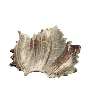 Earthen Candle Co Jackson Tipp City‎ Ohio Leaf Shaped Ceramic Dish Plate Tray